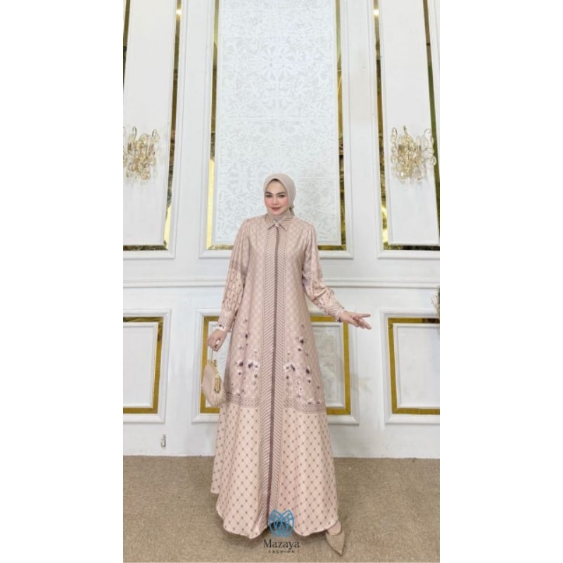 Hanum Dress by Mazaya Fashion Original - Dress dengan Bahan Lady Ice Luxury Signature Printing Mazay