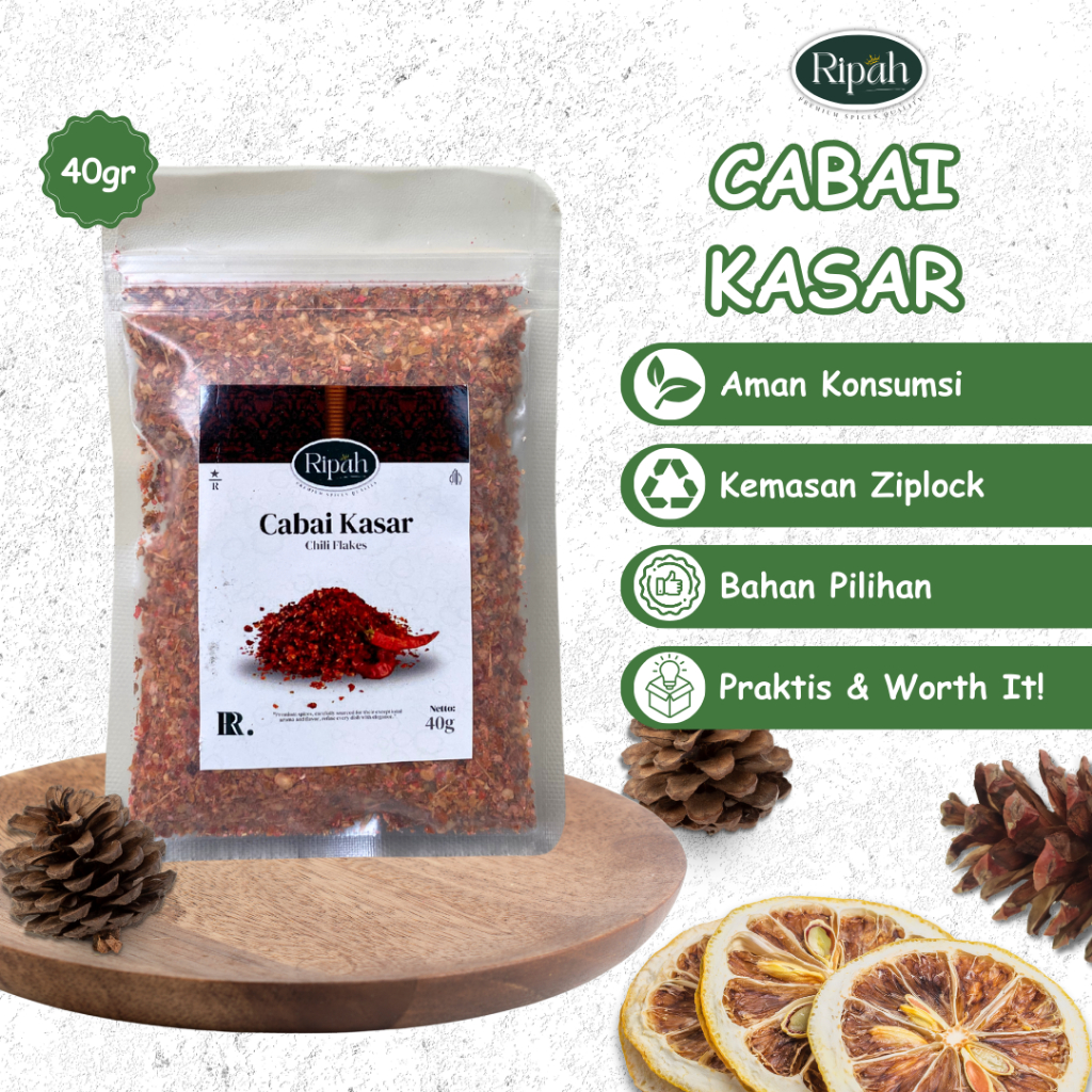 

40gr Cabe Bubuk Kasar / Chili Flakes / Ripah Rempah Premium
