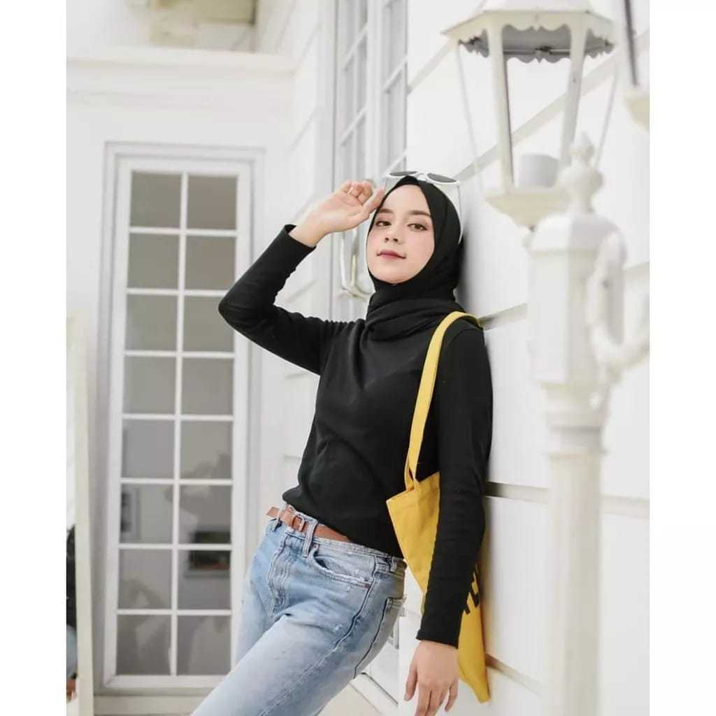 MANSET LENGA PANJANG WANITA BAJU ATASAN MUSLIMAH INNER BAHAN RAYON SUPER LEHER POLOS DALAMAN PEREMPU