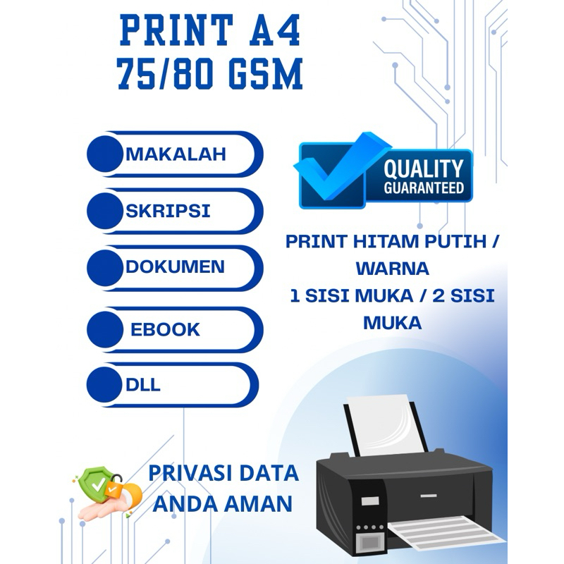 

PRINT A4 / CETAK BUKU, MAKALAH, SKRIPSI, TUGAS, DLL CETAK KERTAS A4 BW / WARNA