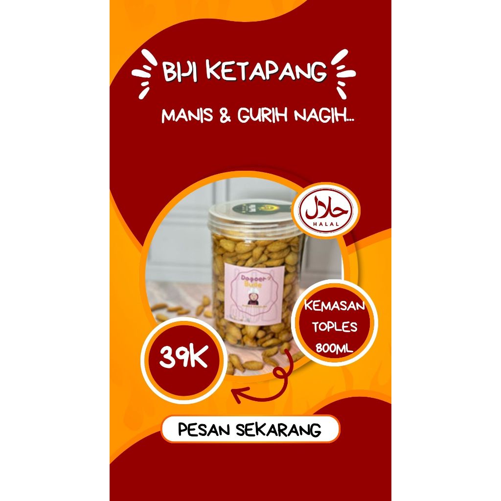 

Biji ketapang renyah 400gr (kemasan toples)