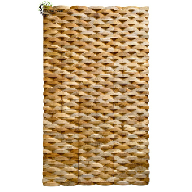 Panel dinding kayu jati asli ukuran 30x30x2cm halus