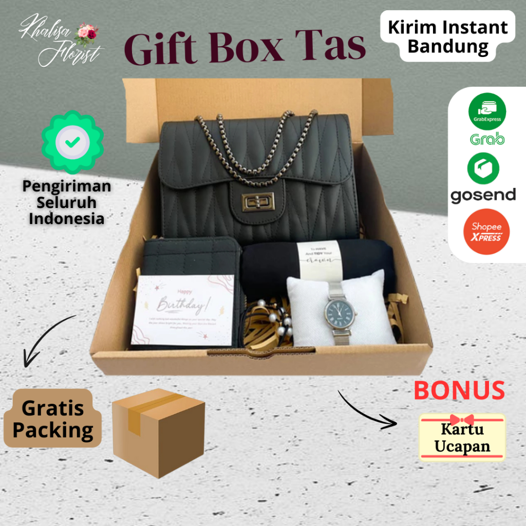 

KHALISA FLORIST 34A GIFT BOX TAS HIJAB PREMIUM / KADO CEWEK / HADIAH WISUDA READY SIAP KIRIM BANDUNG