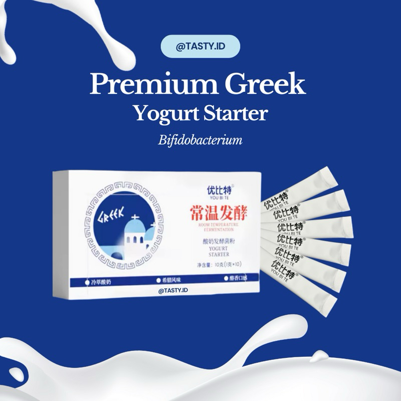 

Premium Greek Yogurt Starter / Yogurt Culture / Kultur Yogurt / Bibit Greek Yogurt / Biang Yogurt Greek Premium Bifidobacterium 1 Gram Sachet