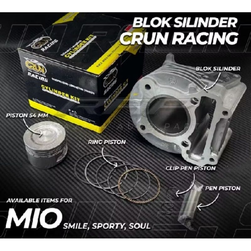 BLOK SEHER BORING MIO BORE UP/CYLINDER BLOK BORE UP MIO 130CC 54MM CRUN