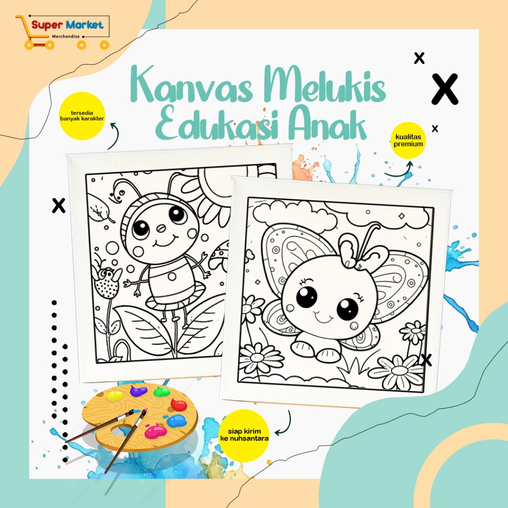 

DIY - Kanvas Lukis Sketsa Siap Melukis / Kanvas Edukasi Anak 20x20 cm