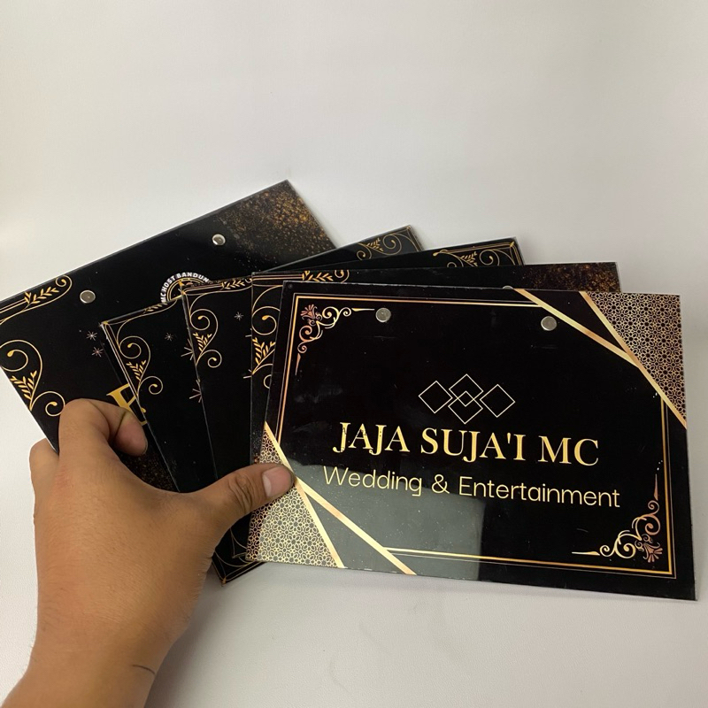 Cue card MC akrilik premium bisa custom papan dada mc