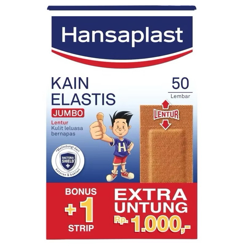 HANSAPLAST JUMBO PLESTER BOX ISI 50 KAIN ELASTIS BESAR LENTUR MEREKAT KUAT SATUAN ECER ECERAN ALAT K