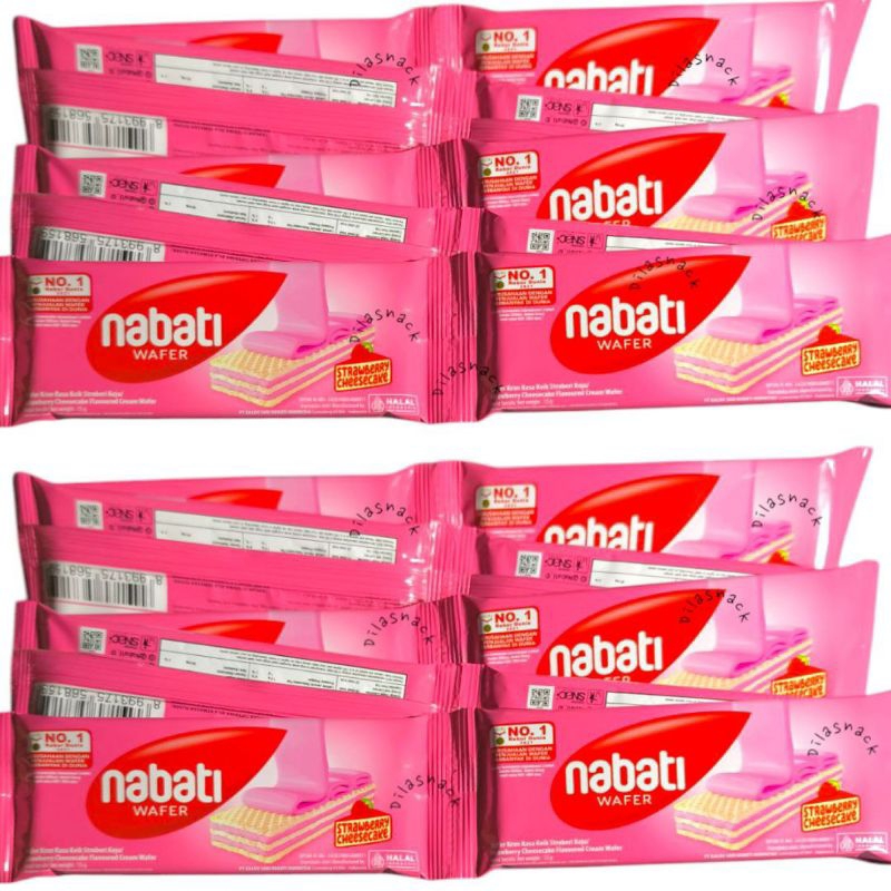 

Baru Wafer Nabati Strawberry cheese cake 15 gram 10 saset wafer krim rasa Keik Stroberi Keju