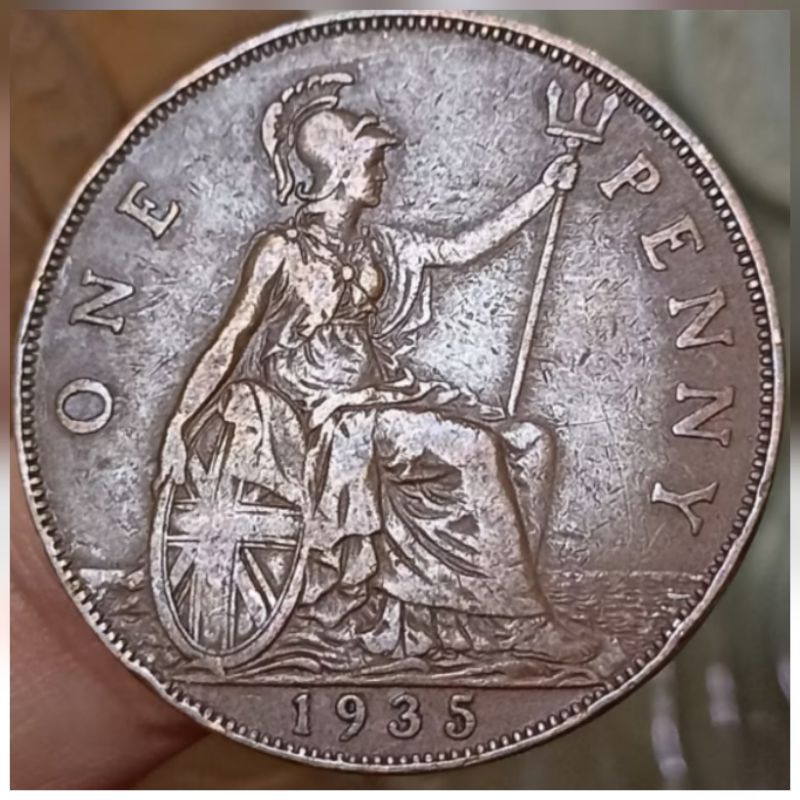koin langka Inggris(UK)  one peny tahun 1935 - George V