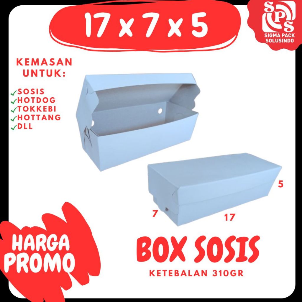 

Box Sosis KW 17x7x5 Corndog Packing Corn Dog Sosis Bakar Tokkebi Hottang Ivory Dus Kemasan Makanan Sate Taichan