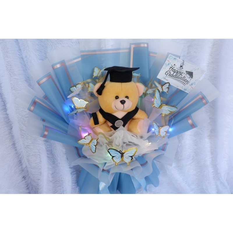 Buket Wisuda Boneka Kupu-kupu led / kado wisuda unik