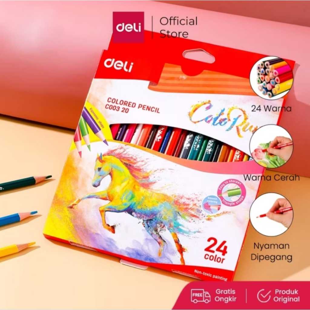

Deli Pensil Warna 12 warna EC00300 dan 24 Warna EC00320