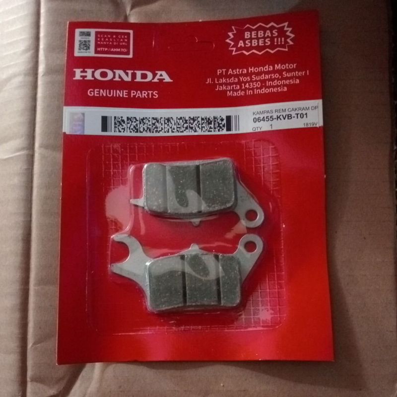 kampas rem depan matic scoppy beat kvb