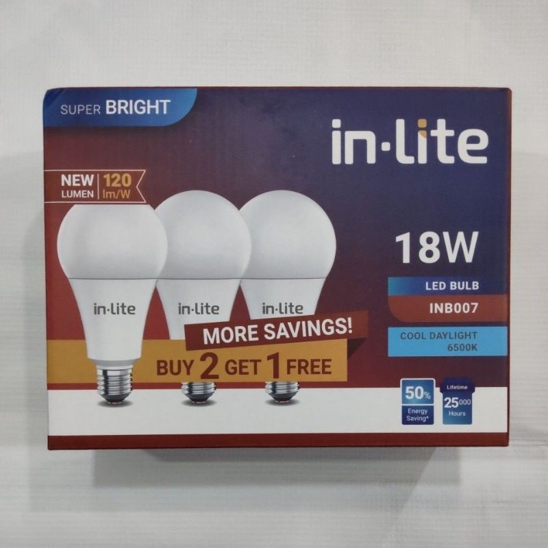 Lampu LED in-Lite 18 Watt. Beli 2 Gratis 1