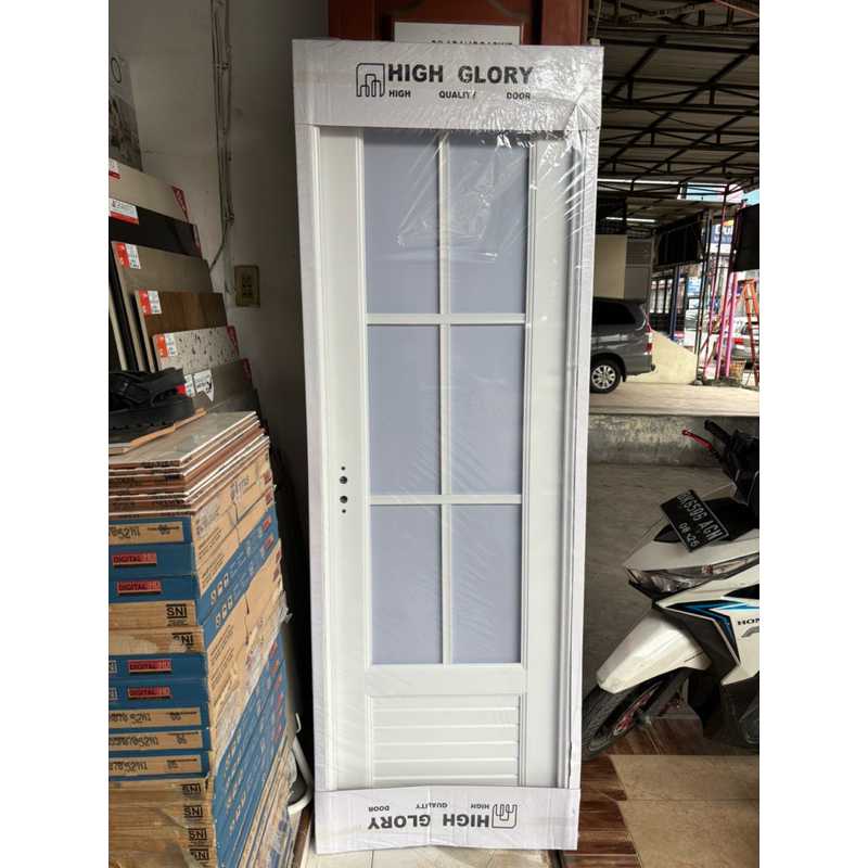 Pintu UPVC High Glory Dengan Kusen Dan cermin 70x2000