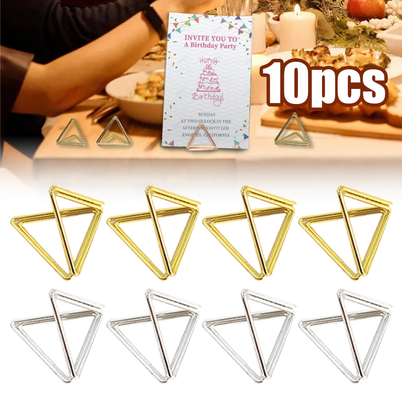 

10pcs Table Menu Stand Card Price Name Tag segitiga Display Holder Penjepit Kertas Klip Holder