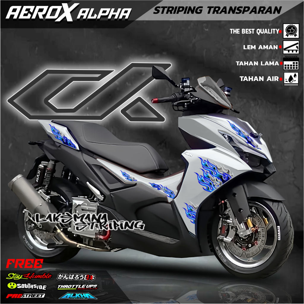 STRIPING AEROX ALPHA STIKER TRANSPARAN AEROX KONSEP API VARIASI STIKER MOTOR KEREN
