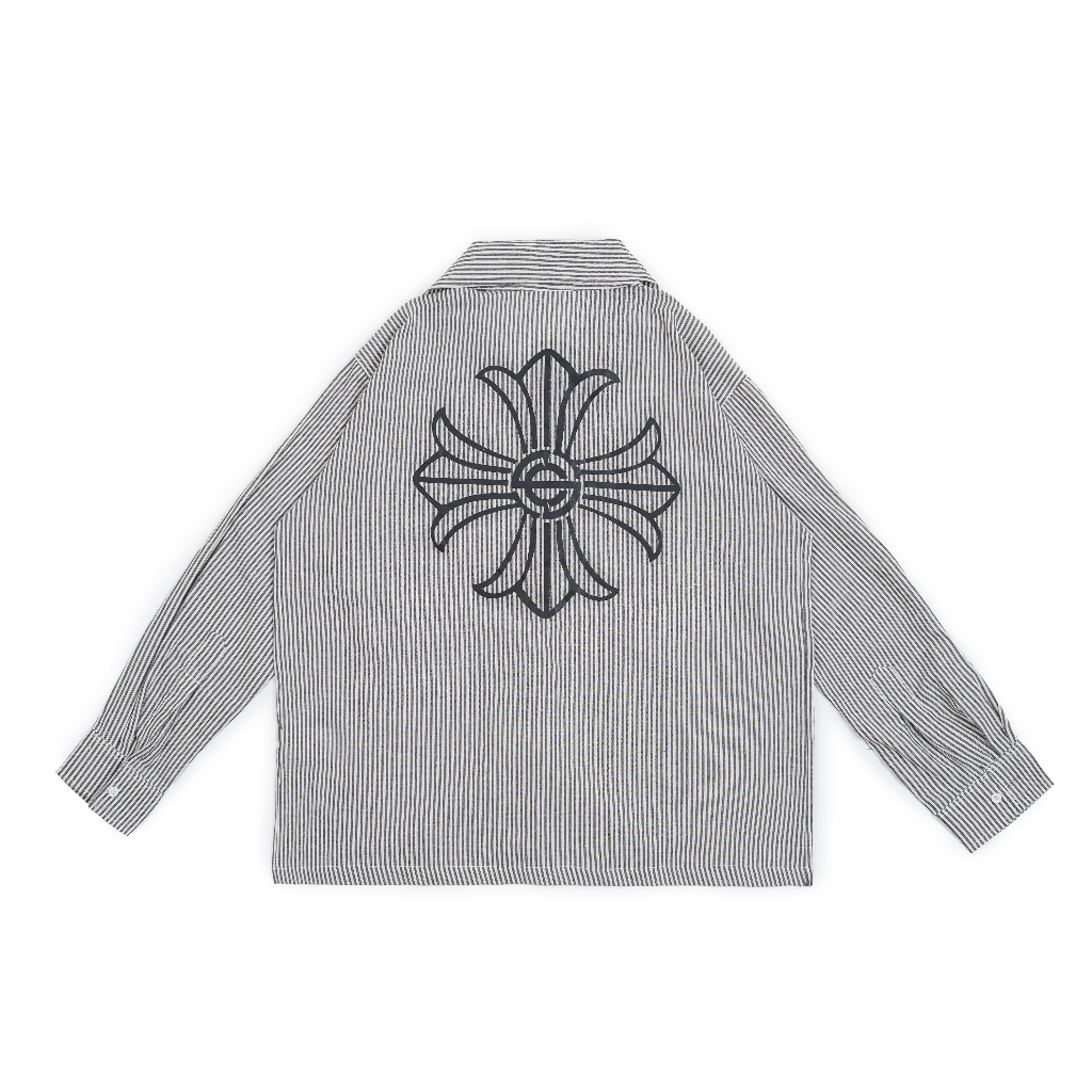 CONVERGENT Workshirt Kemeja Salur Boxy Starmoon Lengan Panjang Pria Wanita