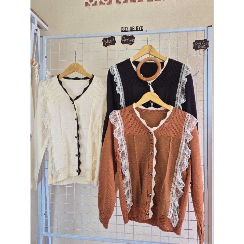 HBOB BELLE KNIT BLOUSE ATASAN RAJUT RENDA PREMIUM IMPORT