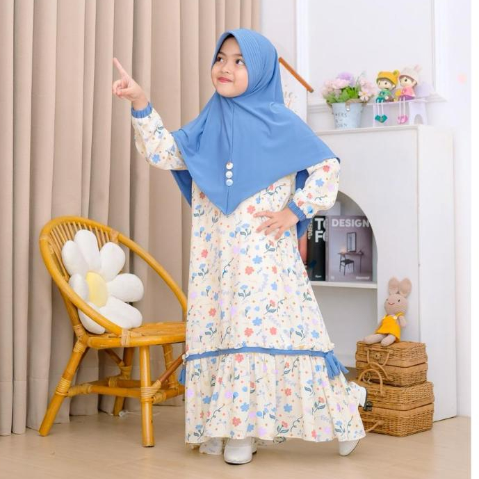 TERBARU MYSHA KIDS MUSLIMAH - GAMIS ANAK PEREMPUAN BAJU MUSLIM ANAK IZZATI SET HIJAB 1-12 TH RAYON