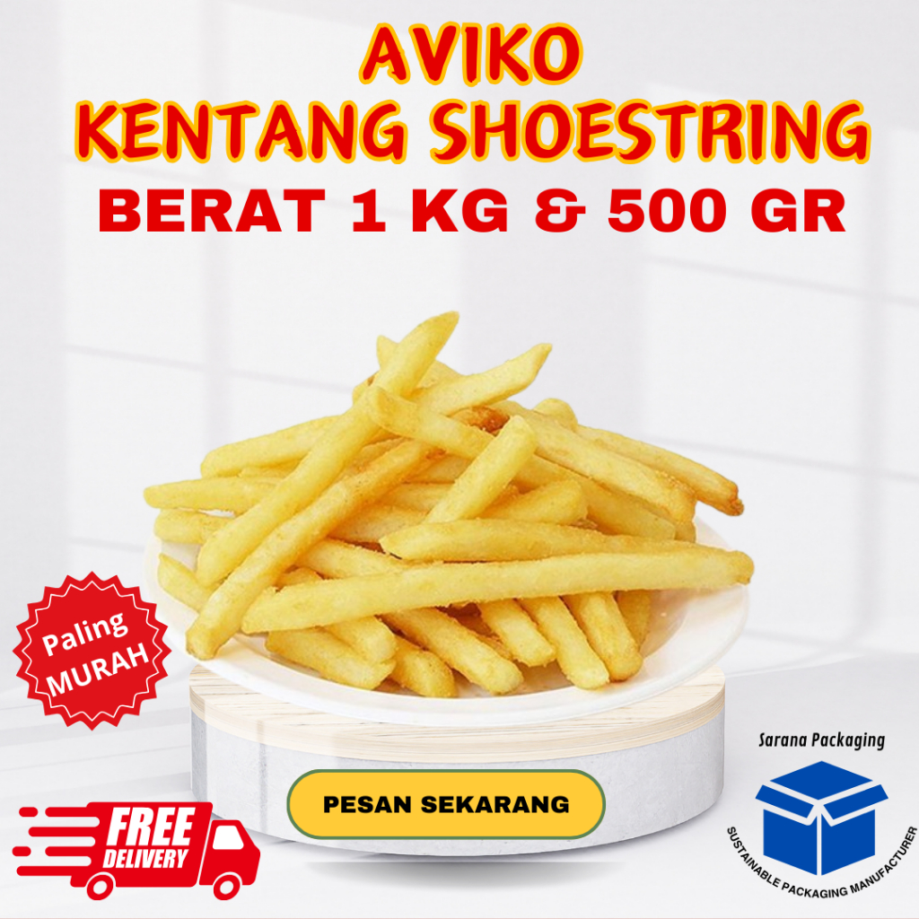 

AVIKO SHOESTRING 1 KG / 500GR / FRENCH FRIES / KENTANG GORENG BEKU
