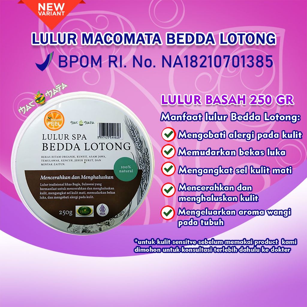 Lulur MACOMATA Rempah Bedda Lotong Basah 250gr - Bedda Lotong Basah MACOMATA - MACOMATA Lulur Bedda 