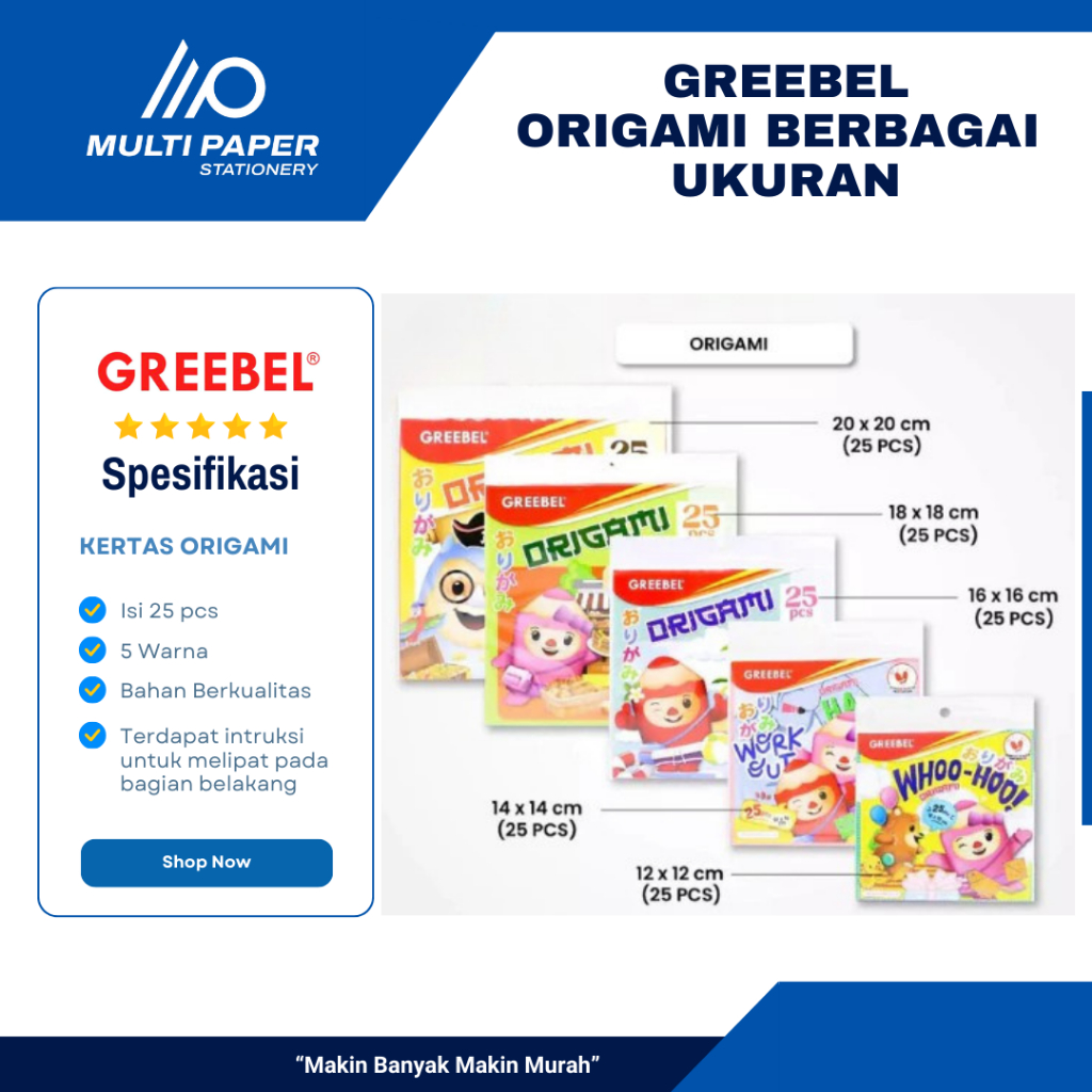 

Greebel Origami Kertas Lipat berbagai Ukuran