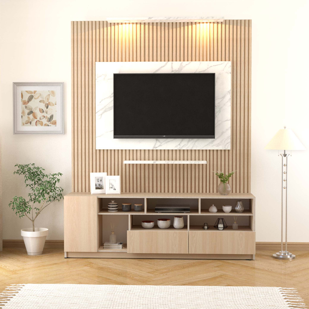 Terangbenderang_ Idea Staten - Meja Tv Kayu / Bufet Tv / Rak Tv / Lemari Tv / Backdrop Tv Marmer
