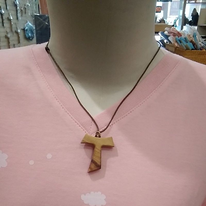 Kalung Salib Kayu, Salib 23 cm, Kalung Salib T