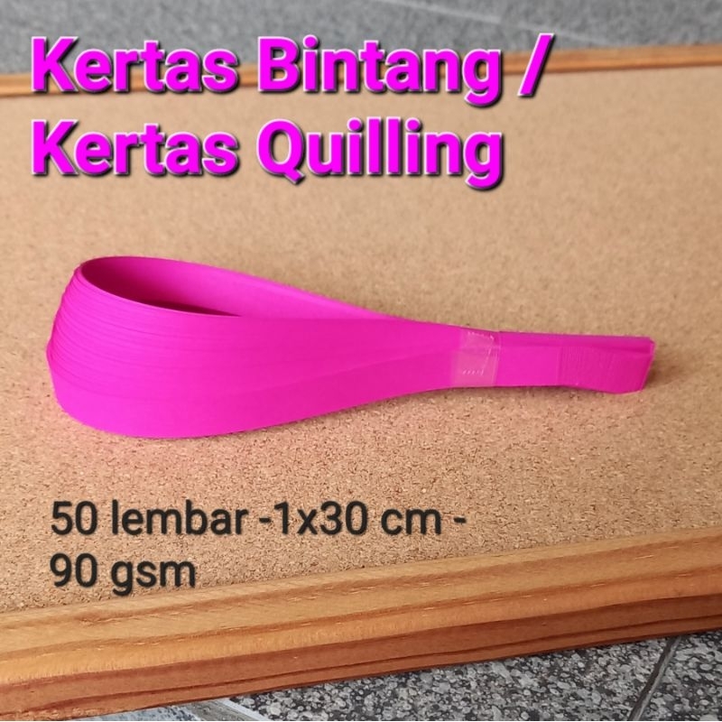 

LIMITED STOCK - 50 lembar Kertas Bintang Origami / Paper Star / Kertas Quilling 1x30cm 90 gsm warna FUCIA/MIRABELLA