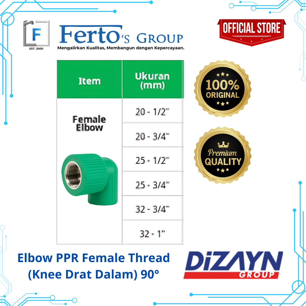 Elbow PPR Female Thread (Knee Drat Dalam) - 90°