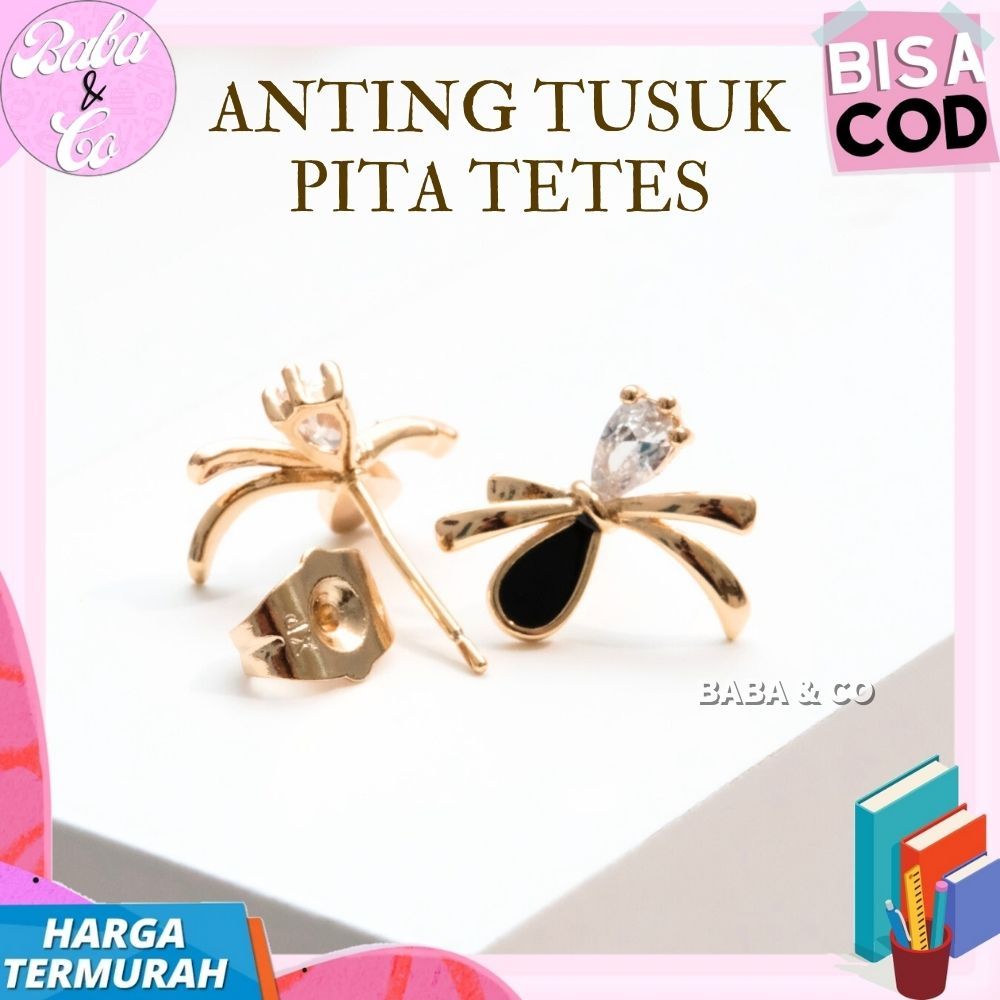 ANTING EMAS TUSUK PITA TETES BLACK GOLD ANTING EMAS MURAH FASHION ANTING TUSUK BLACK GOLD PITA TETES