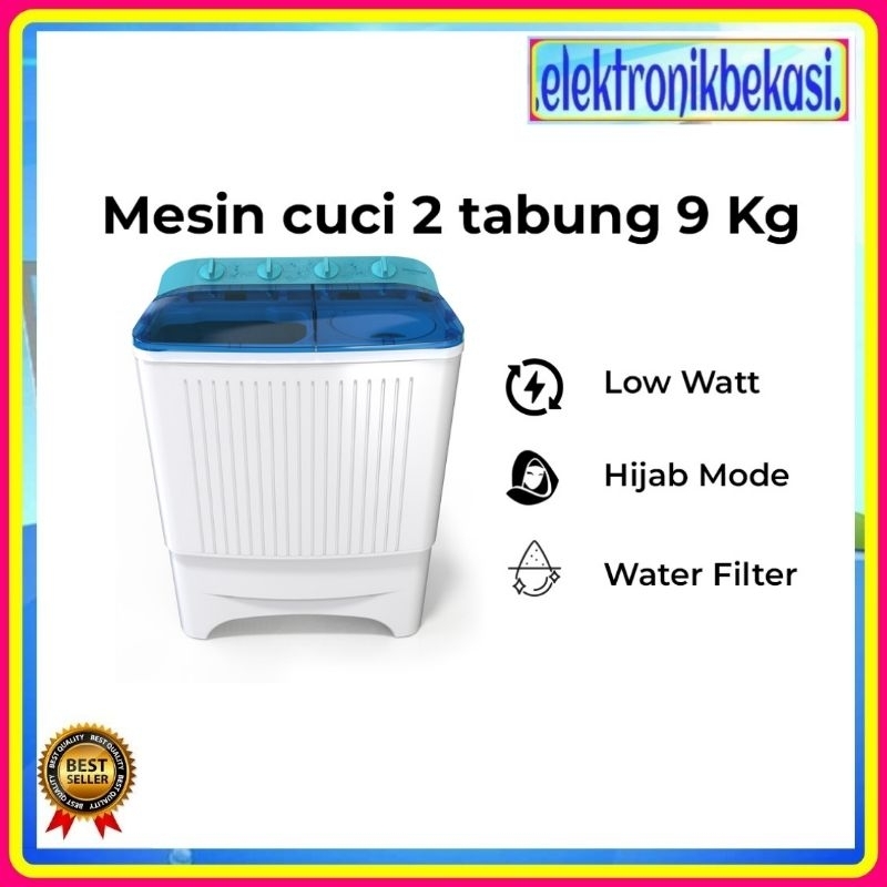 MESIN CUCI POLYTRON PWM 9072 / MESIN CUCI POLYTRON 2 TABUNG 9KG / POLYTRON PWM 9072