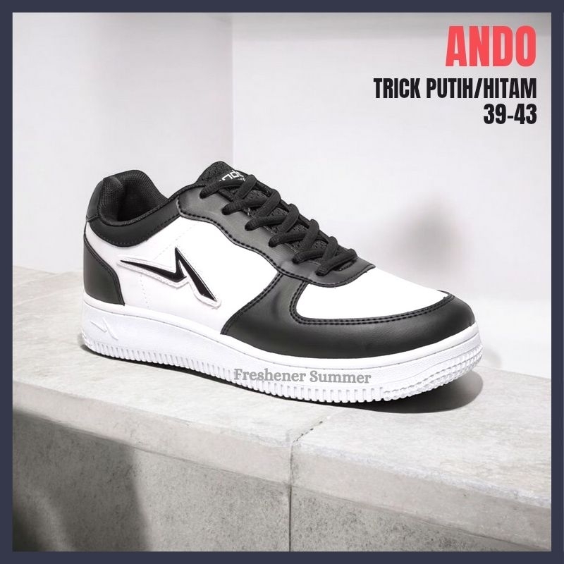 Sepatu Sneakers Ando Tricks Pria Dewasa Putih/Hitam