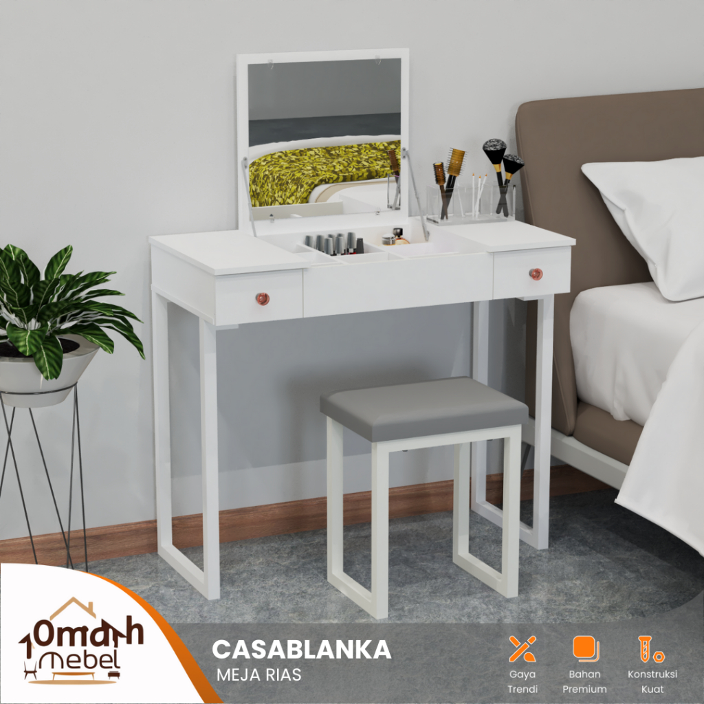 OMAH MEBEL SURABAYA - MEJA RIAS Series Cassablanca | Multifungsional | Meja Rias Lipat Aesthetic | M