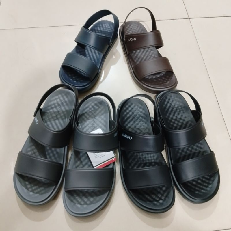 Sendal Pria Merk LUOFU/Sandal Cowok Empuk/Sendal Selop Tali Belakang Import