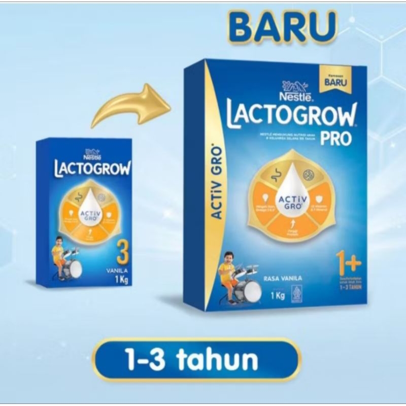 

Nestle LACTOGROW 1+ / LACTOGROW 3 dengan ACTiVGRO Susu Madu Box - 1000g [1-3Tahun]