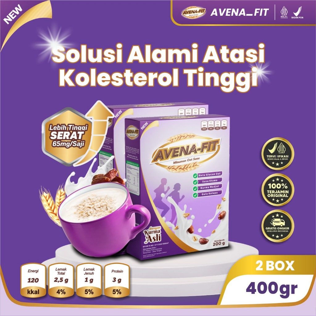 

TERLARIS Avena Fit Paket 2 Box - Sereal Oat Bantu Atasi Kolesterol Jahat dan Menyehatkan Jantung