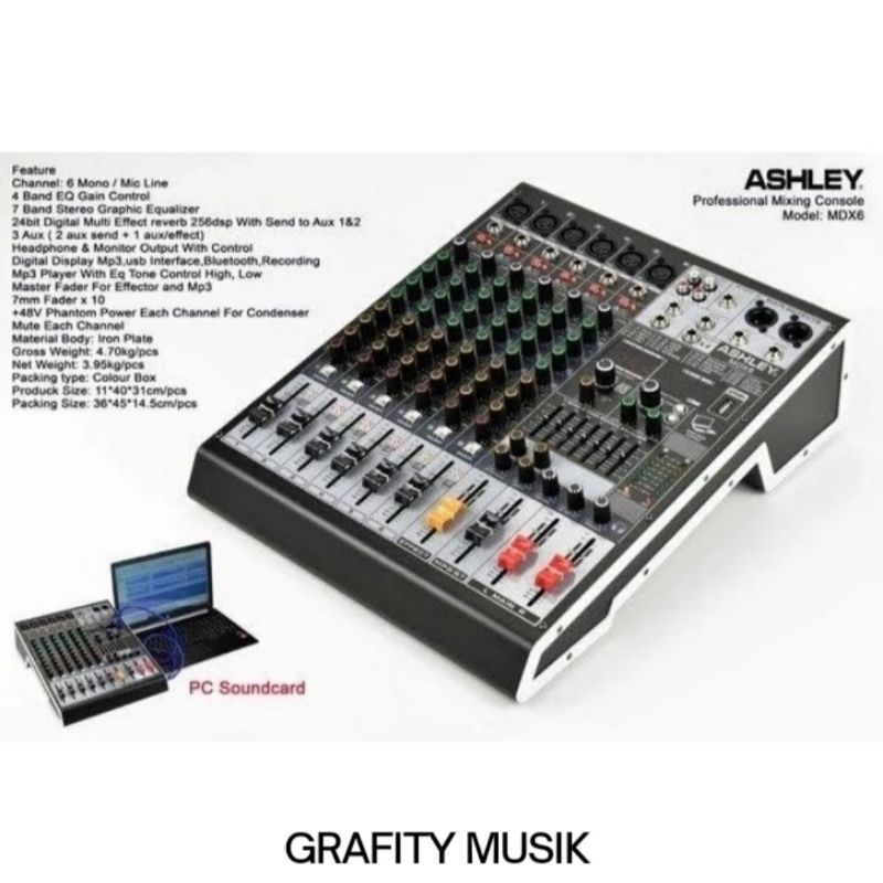 Mixer Analog Ashley MDX 6 / MDX-6 / MDX6 - 6 channel