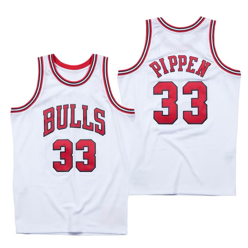 BORDIR IMPORT JERSEY BAJU BASKET CLASSIC BULLS #33 SCOTTIE PIPPEN PUTIH