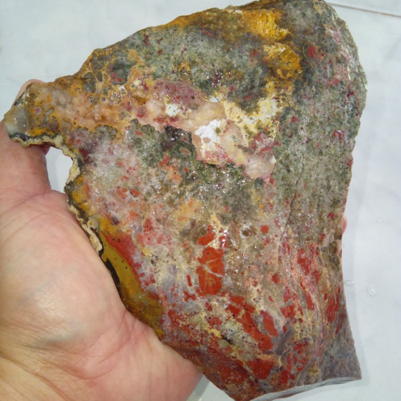 Original Bahan Batu Akik Pancawarna Abstrak HQ