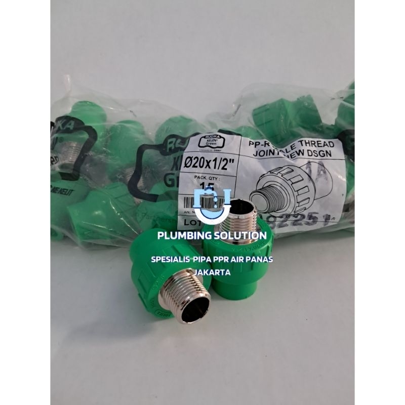 Sok Drat Luar 1/2 PPR/Male Thread Joint  1/2 Inch 20mm PPR Rucika Kelen Green
