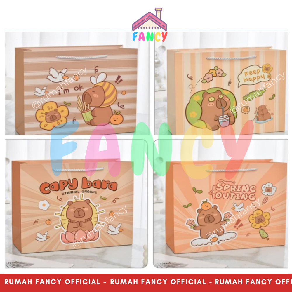 

Paper Bag Tali / Goodie Bag / Hand Bag TEBAL KAPIBARA / CAPYBARA Tali HORIZONTAL Pegangan Samping