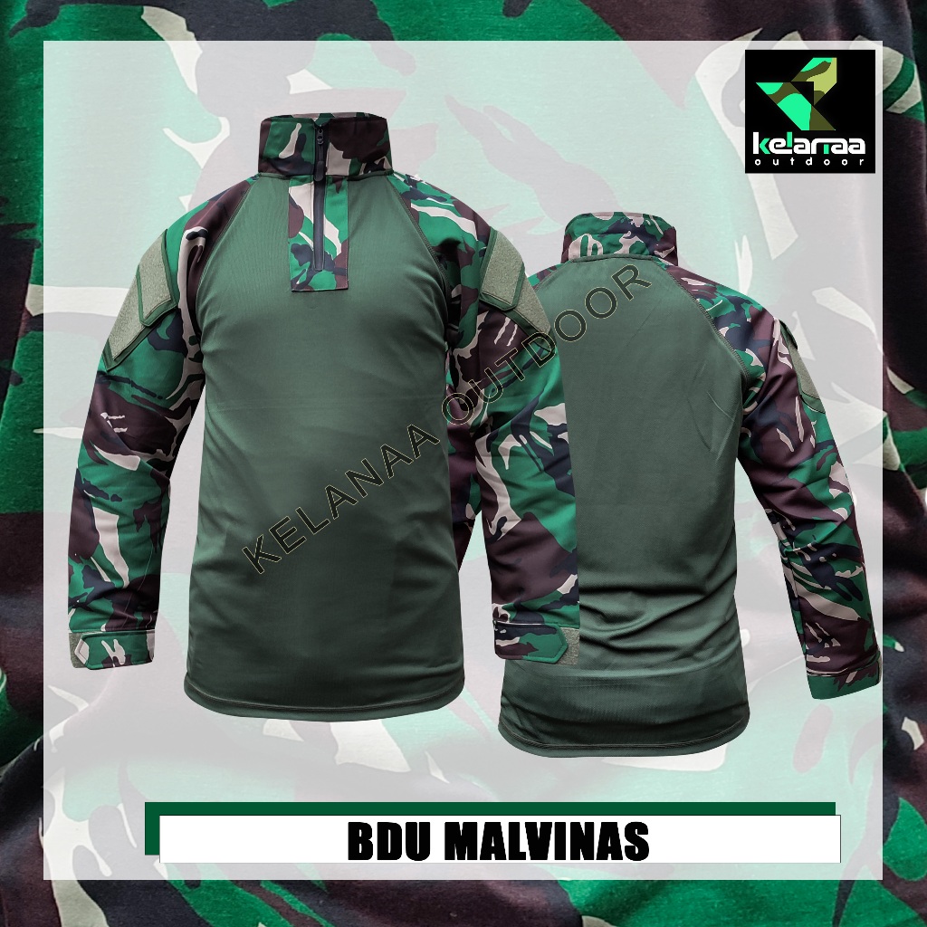 BAJU TACTICAL KAOS BDU COMBAT SHIRT TAKTIKAL DRY FIT MARSOTO LORENG TNI MALVINAS LEHER TINGGI TURTLE