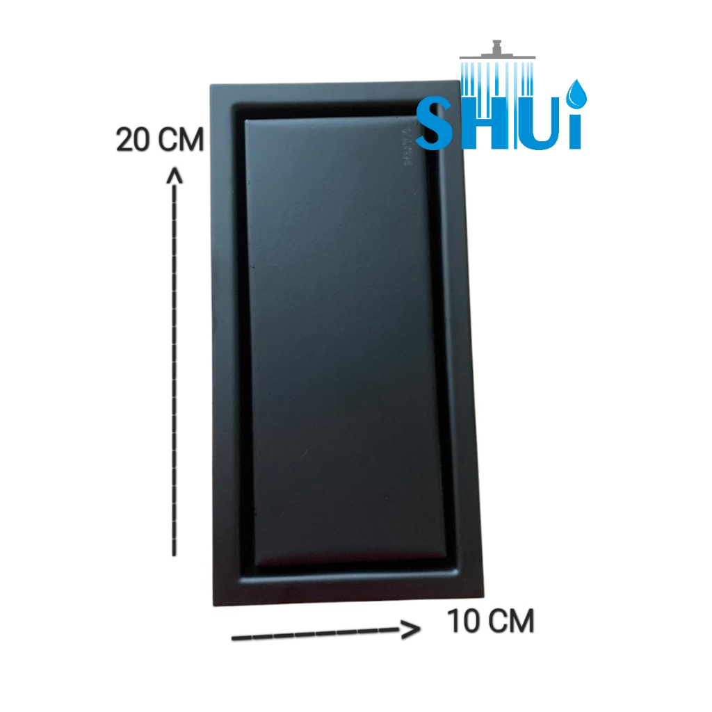 Floor Drain 20 cm x 10 cm Stainlesss black