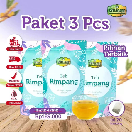 

Teh Rimpang Syifacare Teh Celup Herbal 100% Alami Tanpa Pengawet Paket 3 Pack Lebih Hemat