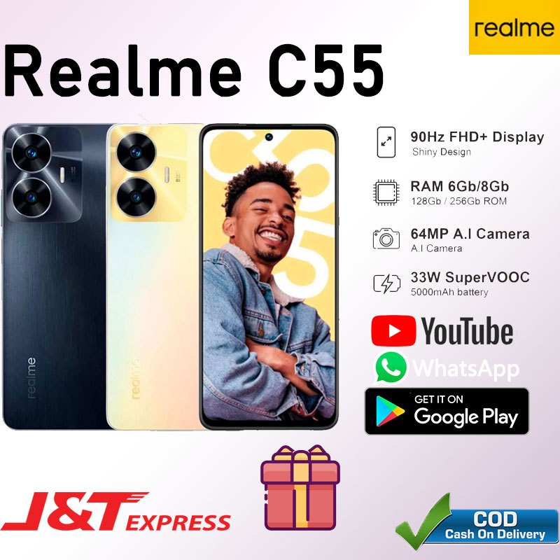 HP Realme C55 Ram8GB Rom128/256GB 6.72 inch 120Hz Baterai 5.000 mAh Garansi 1 Tahun Grosir