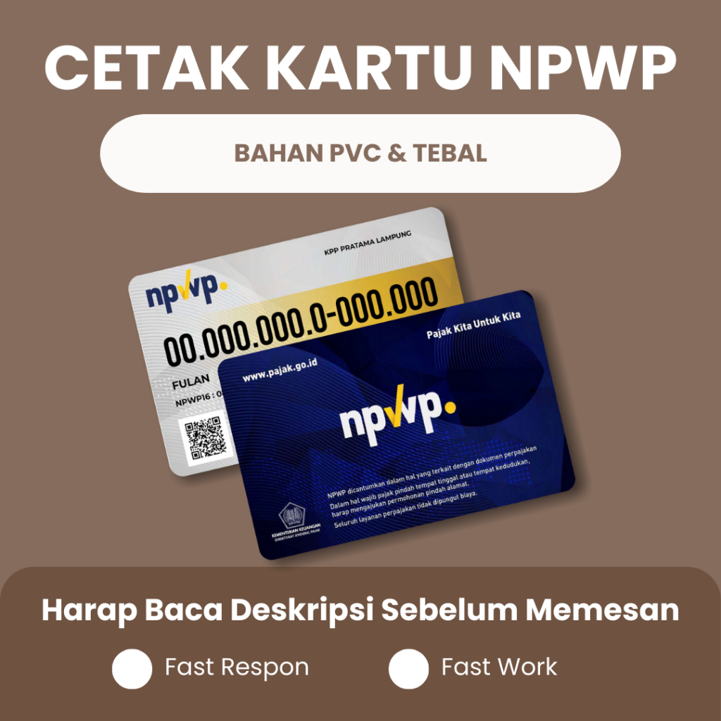 

Cetak Kartu NPWP Satuan Anti Luntur Anti Air PVC Tebal 2 Sisi Murah