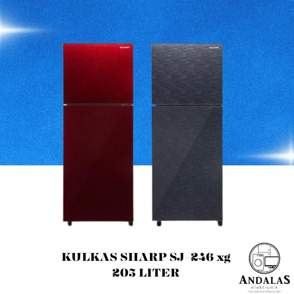 KULKAS SHARP SJ 246 XG LEMARI ES 2 PINTU SJ246XG SJ 246XG GLASS